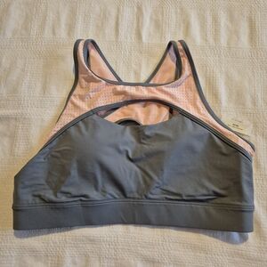 Fabletics women's Large pink & gray mesh breathable medium impact sports NWT